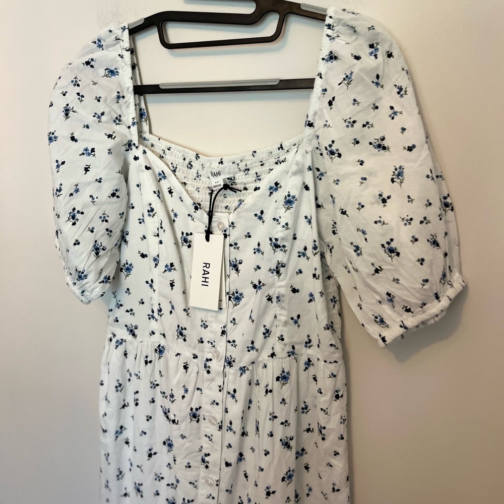 NEW RAHI Nicola Midi Dress Blue & White Floral - Picture 9 of 9